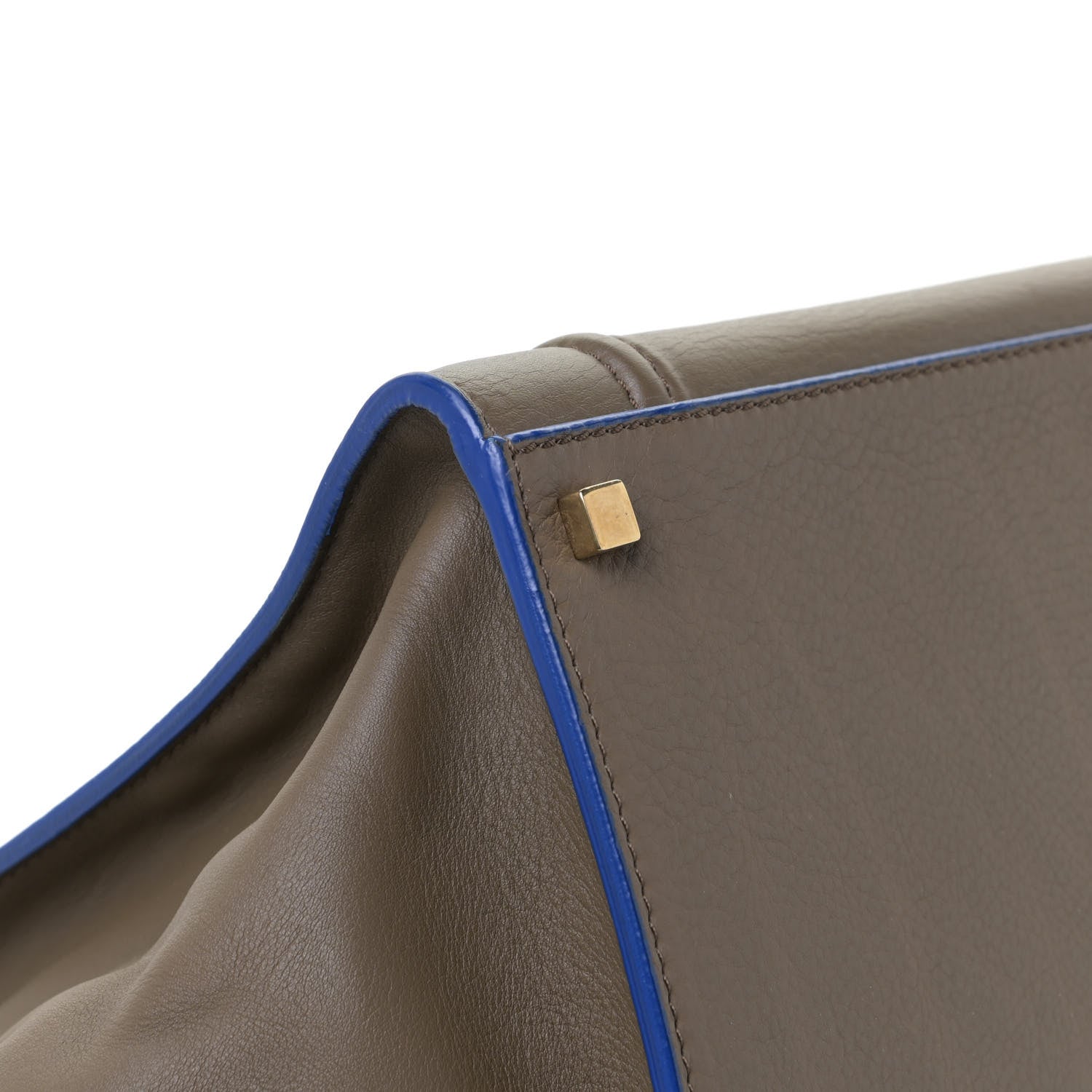 Celine Supple Calfskin Medium Phantom Luggage Khaki Cobalt Trim 5 of 9