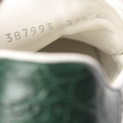 Gucci Calfskin Crocodile Web Womens Ace Sneakers 37.5 White Green 11 of 16