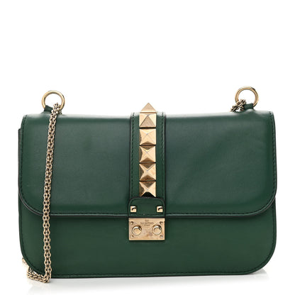 Valentino Garavani Vitello Medium Glam Lock Rockstud Flap Smeraldo 1 of 8