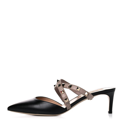 Valentino Garavani Nappa Rockstud Criss Cross 55mm Mules 38 Black Poudre 1 of 16