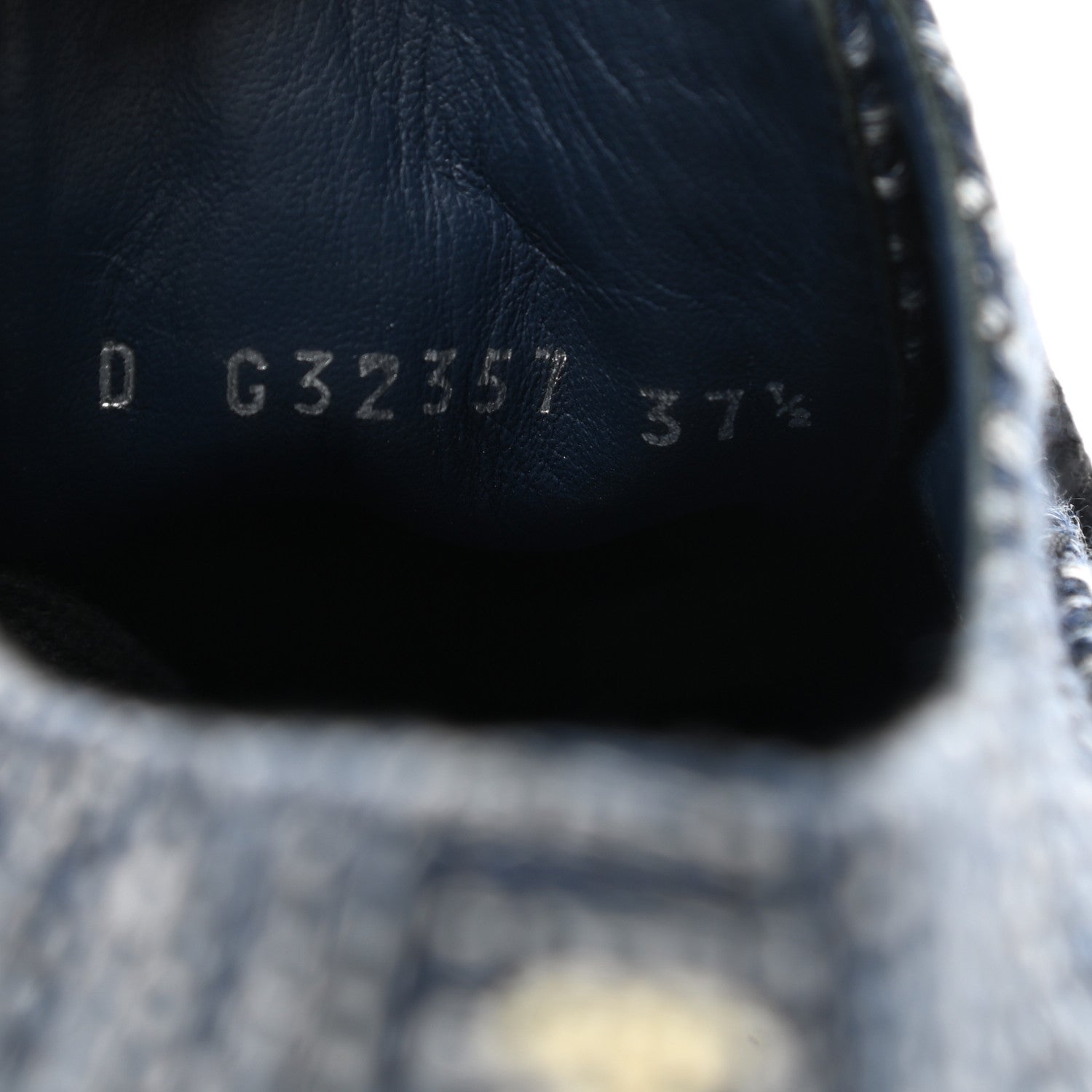 Chanel Denim Grosgrain Camellia Pearl Lace Up Sneakers 37.5 Blue Black 8 of 9