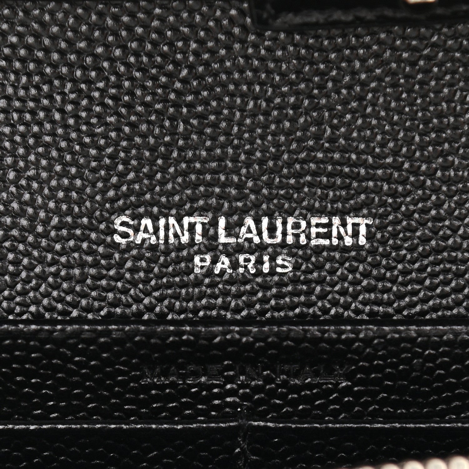 Saint Laurent Grain De Poudre Matelasse Chevron Monogram Chain Wallet Black 6 of 8