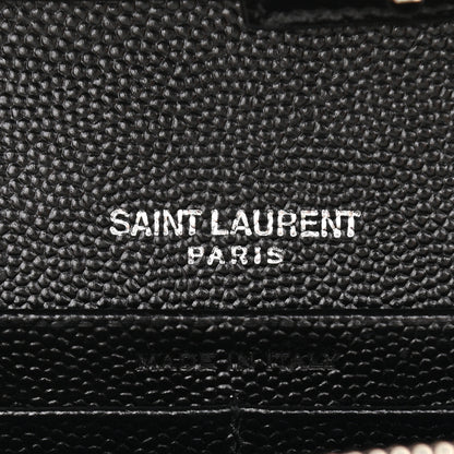 Saint Laurent Grain De Poudre Matelasse Chevron Monogram Chain Wallet Black 6 of 8