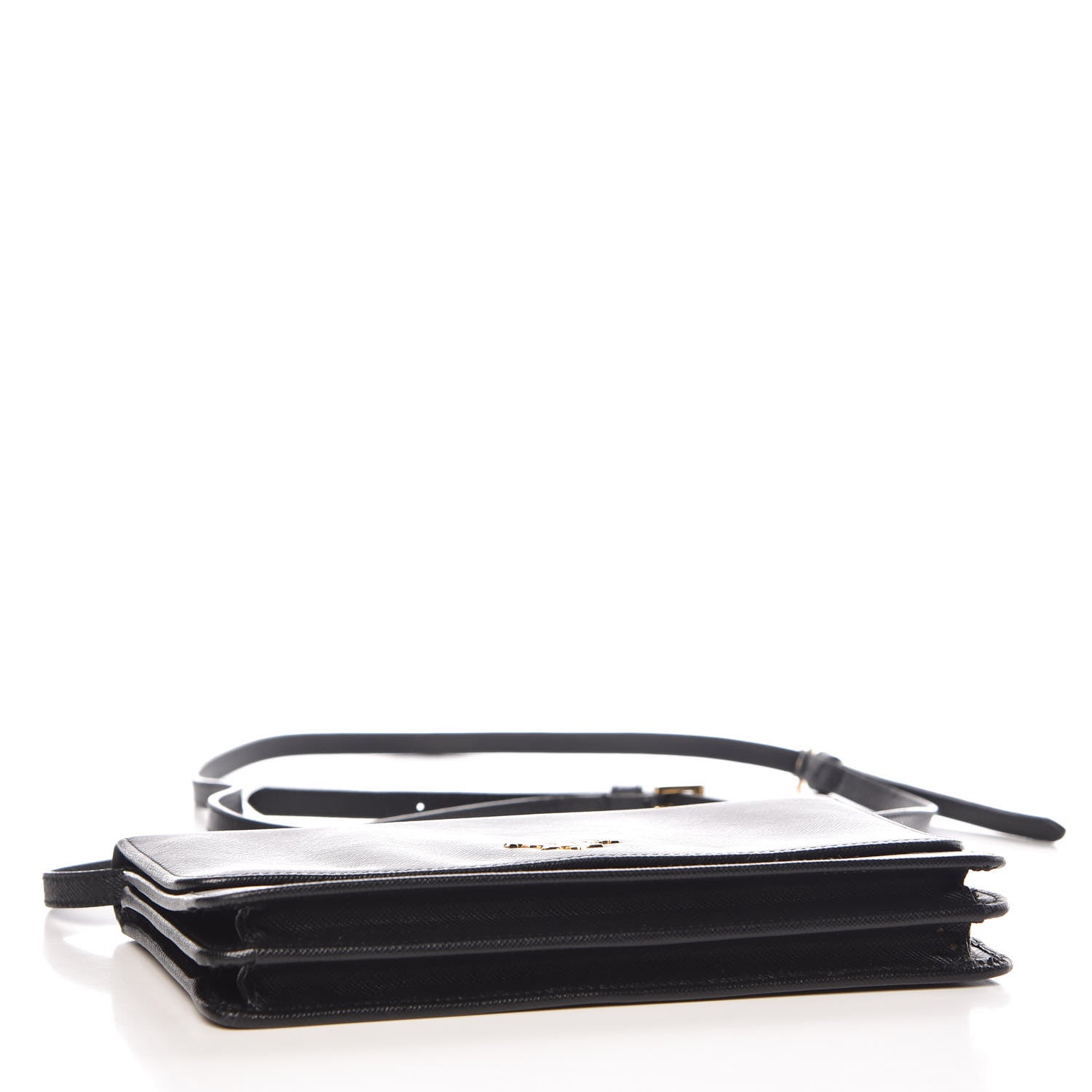 Prada Saffiano Metal Flap Wallet With Strap Black 4 of 14