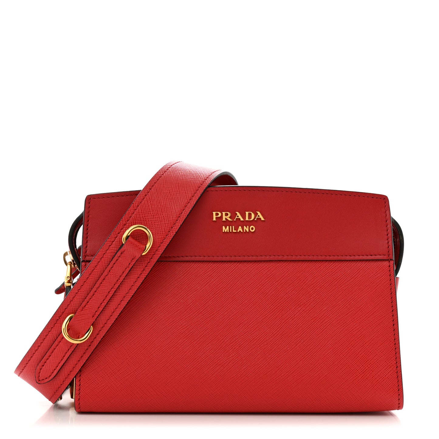 Saffiano City Calfskin Esplanade Crossbody Bag Rosso