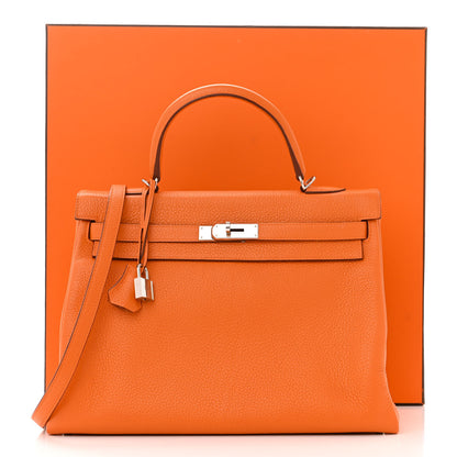 Hermes Taurillon Clemence Kelly Retourne 35 Orange 12 of 12