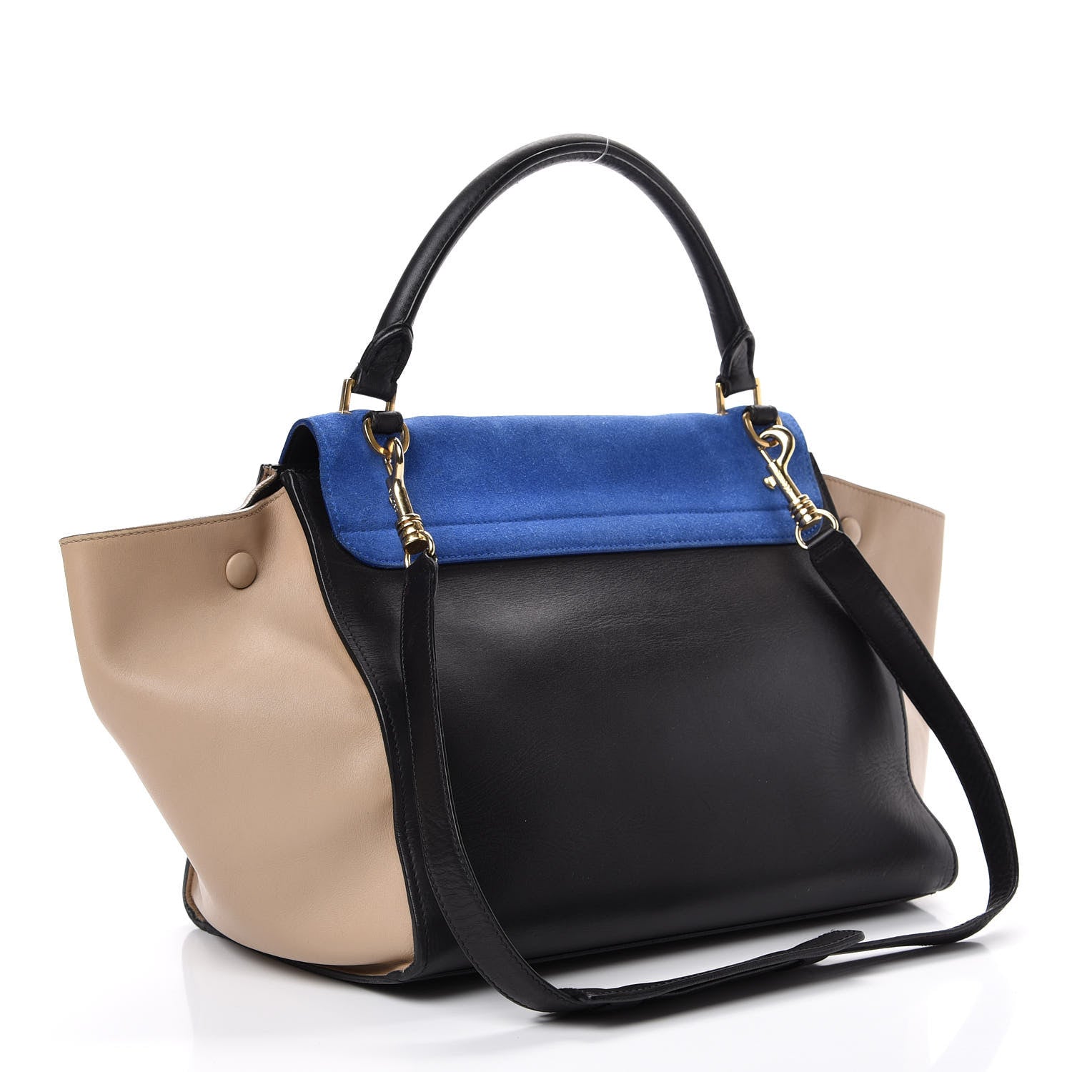 Celine Smooth Calfskin Suede Medium Tri-Color Trapeze Royal Blue 2 of 21