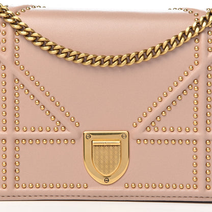Christian Dior Calfskin Studded Diorama Wallet on Chain Pouch Nude 10 of 10