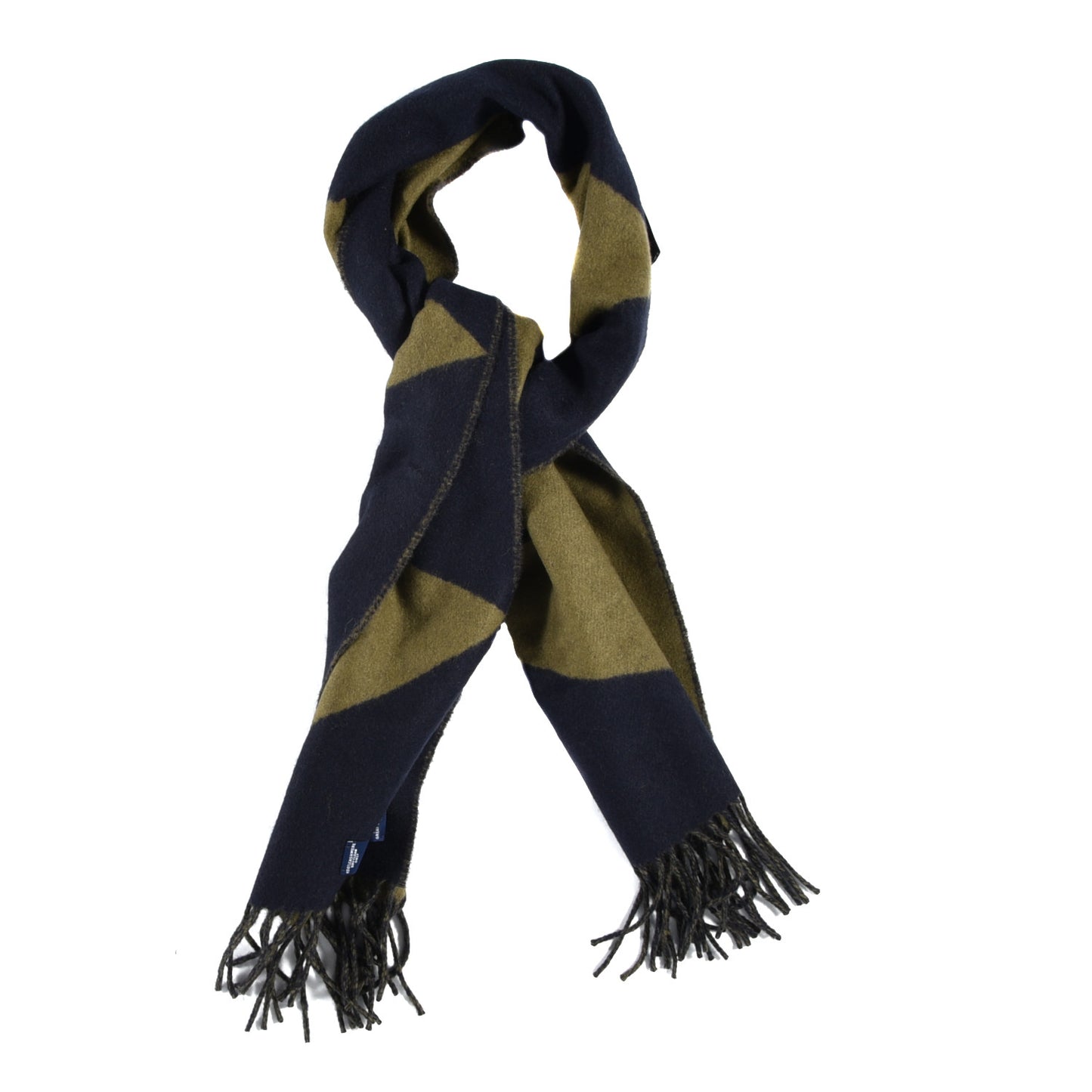 Cashmere Casaque Zig Zag Muffler Marine Kaki