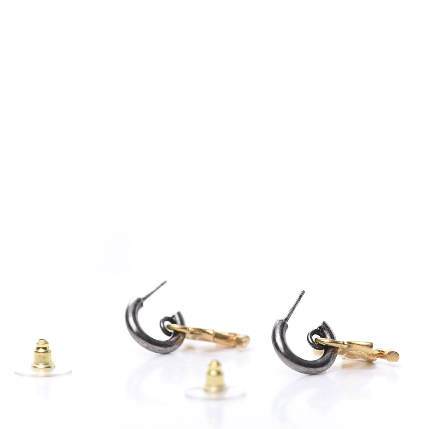Chanel CC Drop Earrings Gold Ruthenium 3 of 5