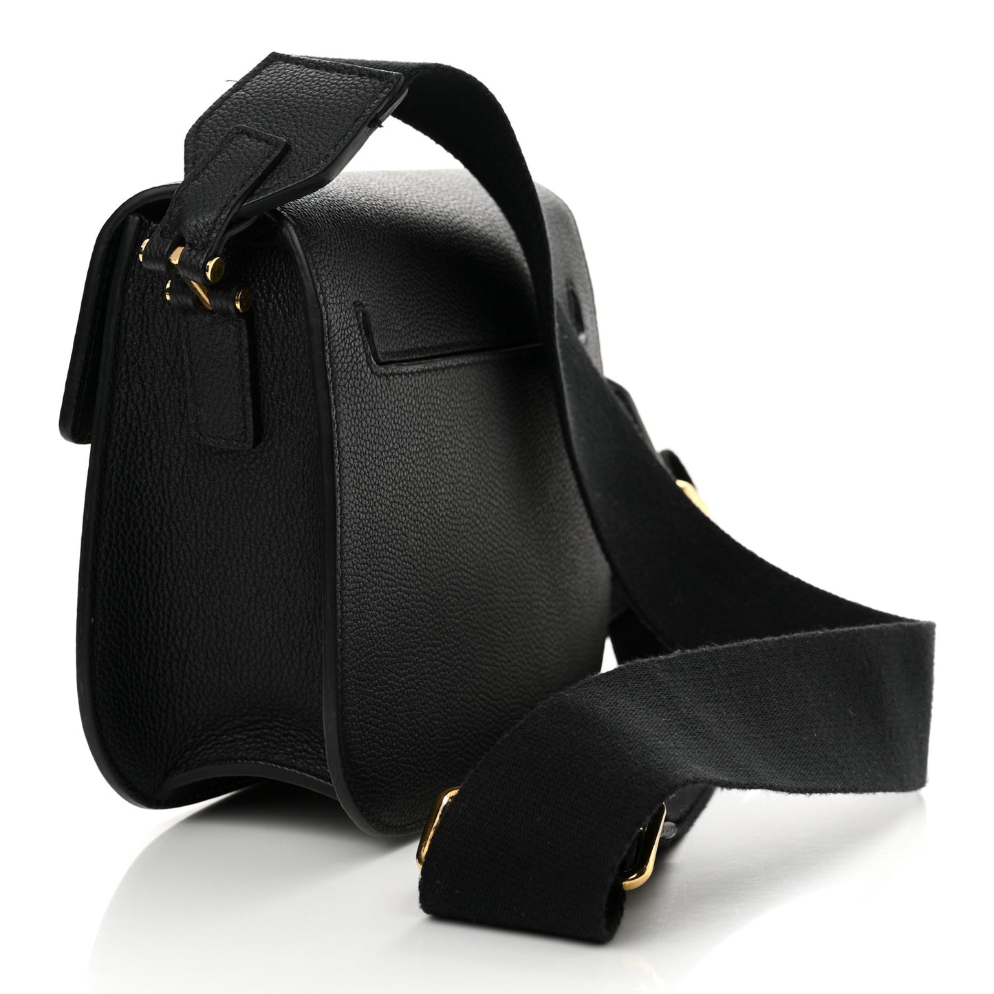 Grained Calfskin Mini T Clasp Tara Crossbody Bag Black