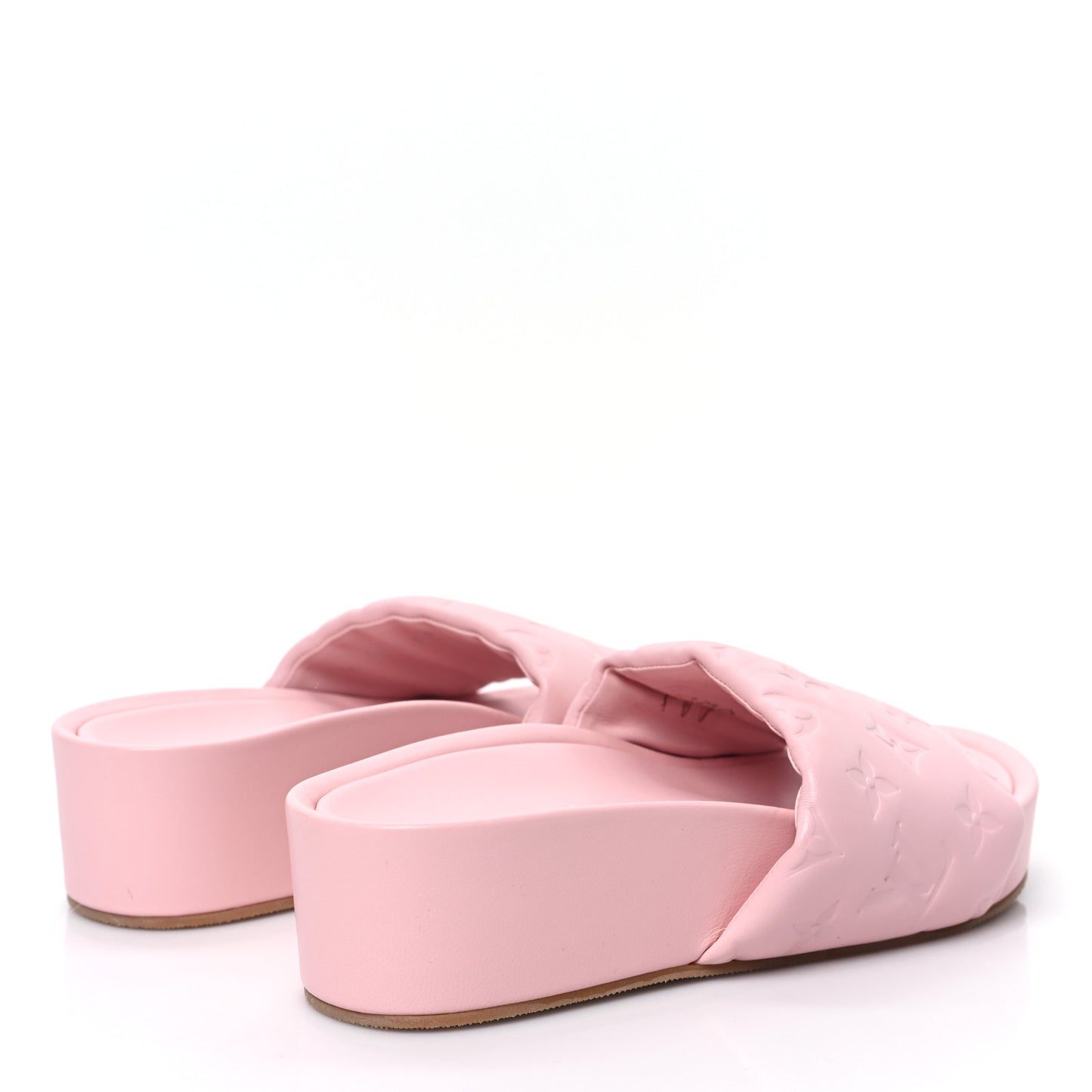Lambskin Embossed Monogram Jumbo Flatform Mule Sandals 36 Rose Clair