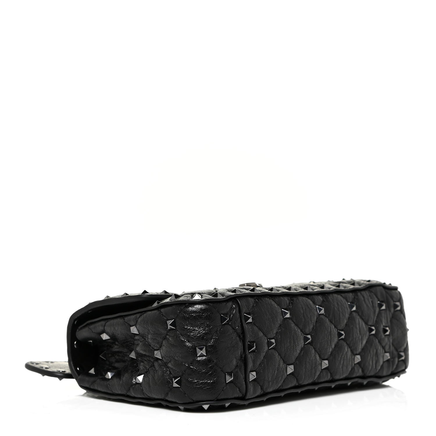 Valentino Garavani Craquele Nappa Small Rockstud Spike Shoulder Bag Black 4 of 10