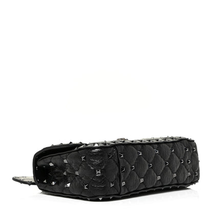 Valentino Garavani Craquele Nappa Small Rockstud Spike Shoulder Bag Black 4 of 10