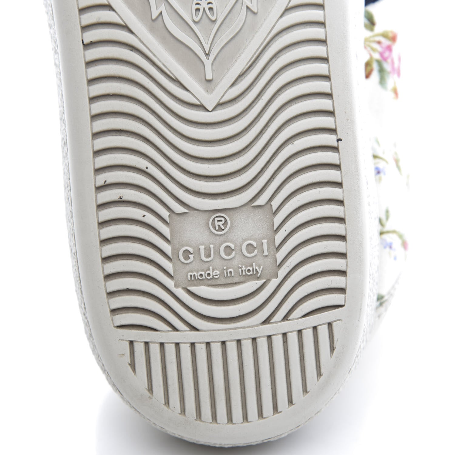 Gucci Calfskin Web Rose Print Bee Embroidered Womens Ace Sneakers 37 White 8 of 9