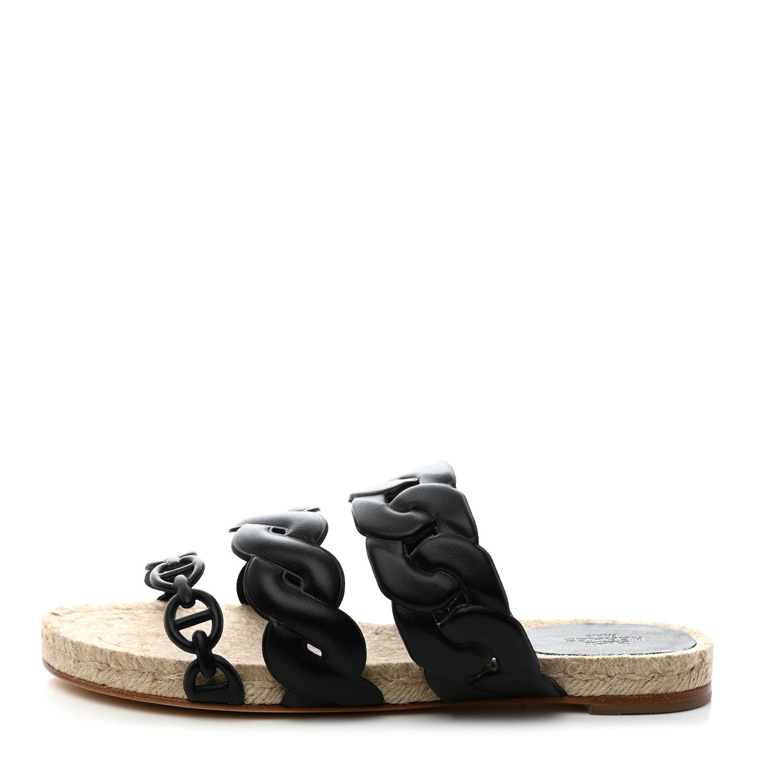 Hermes Nappa Gwen Espadrille Sandals 37 Black 1 of 7