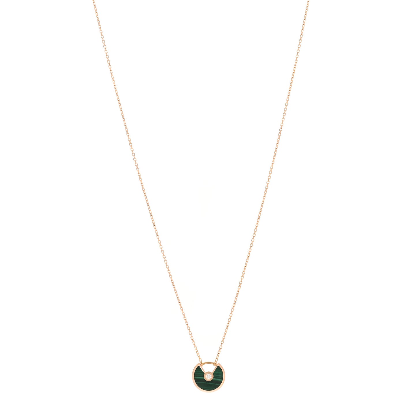 18K Pink Gold Diamond Malachite XS Amulette de Cartier Pendant Necklace