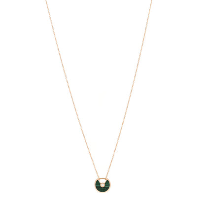 Cartier 18K Pink Gold Diamond Malachite XS Amulette de Cartier Pendant Necklace 1 of 4