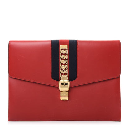 Gucci Calfskin Maxi Sylvie Clutch Red 1 of 10