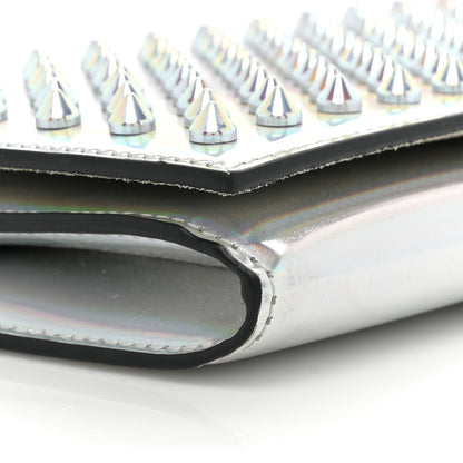 Christian Louboutin Metallic Patent Calfskin Spikes Boudoir Chain Wallet Silver 9 of 18