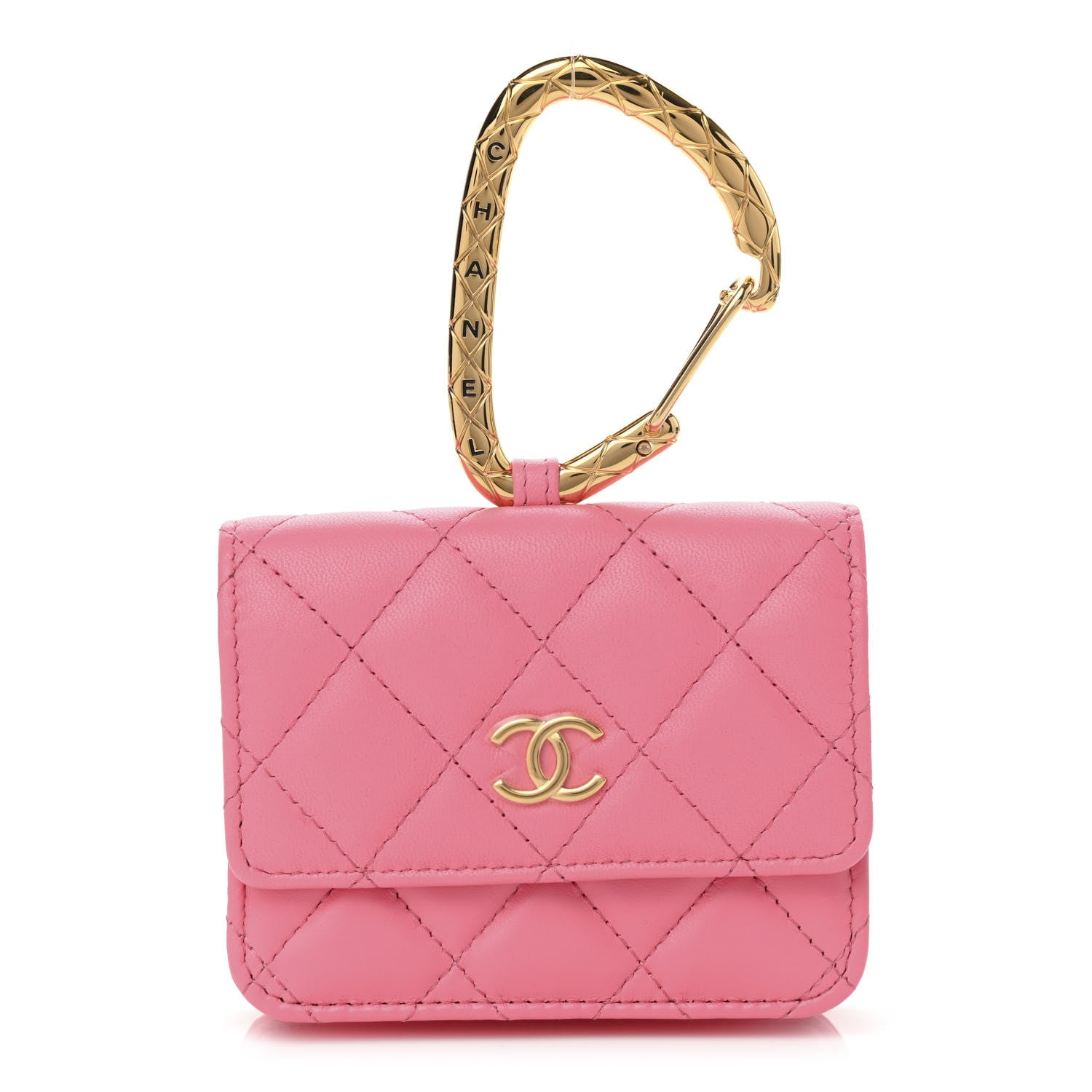 Chanel Lambskin Quilted CC Hook Card Holder Pink 1 of 9