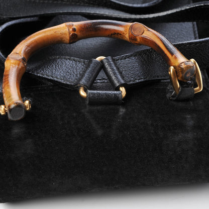 Gucci Calfskin Suede Bamboo Backpack Black 8 of 10