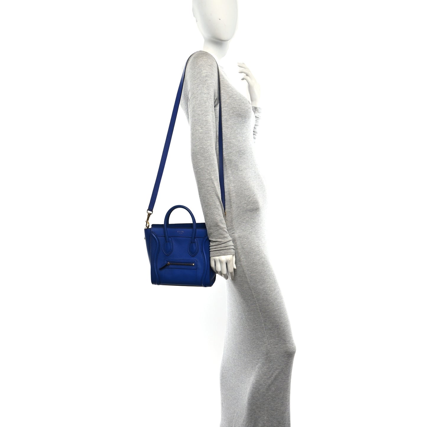 Drummed Calfskin Nano Luggage Indigo