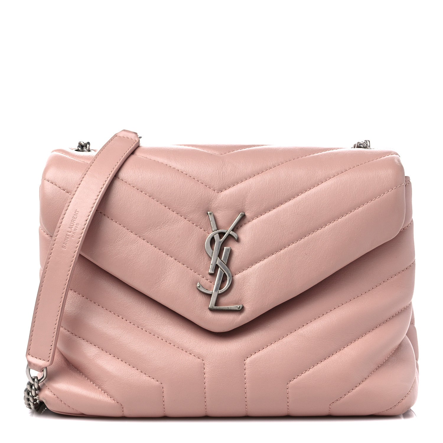 Saint Laurent Calfskin Y Quilted Monogram Small Loulou Chain Satchel Rose Antic 1 of 14