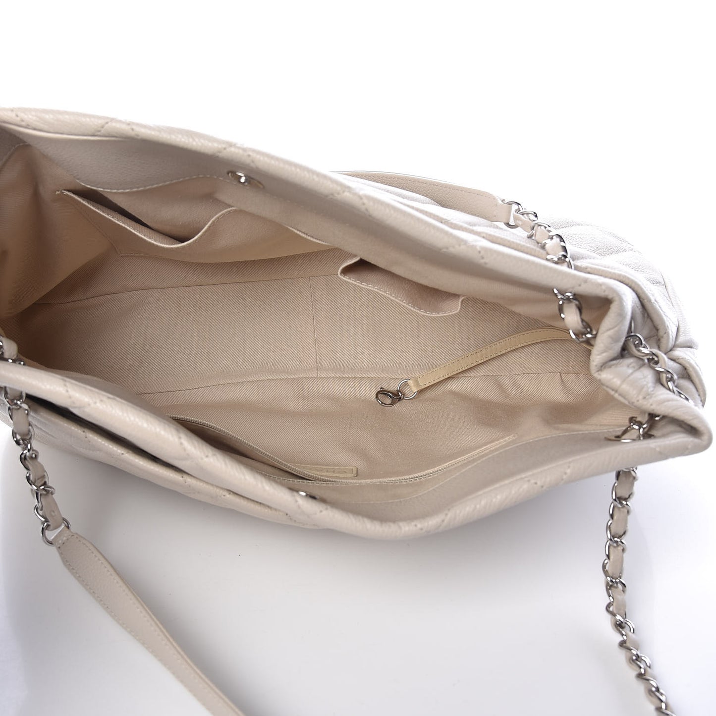 Caviar Quilted Timeless CC Soft Tote Off White