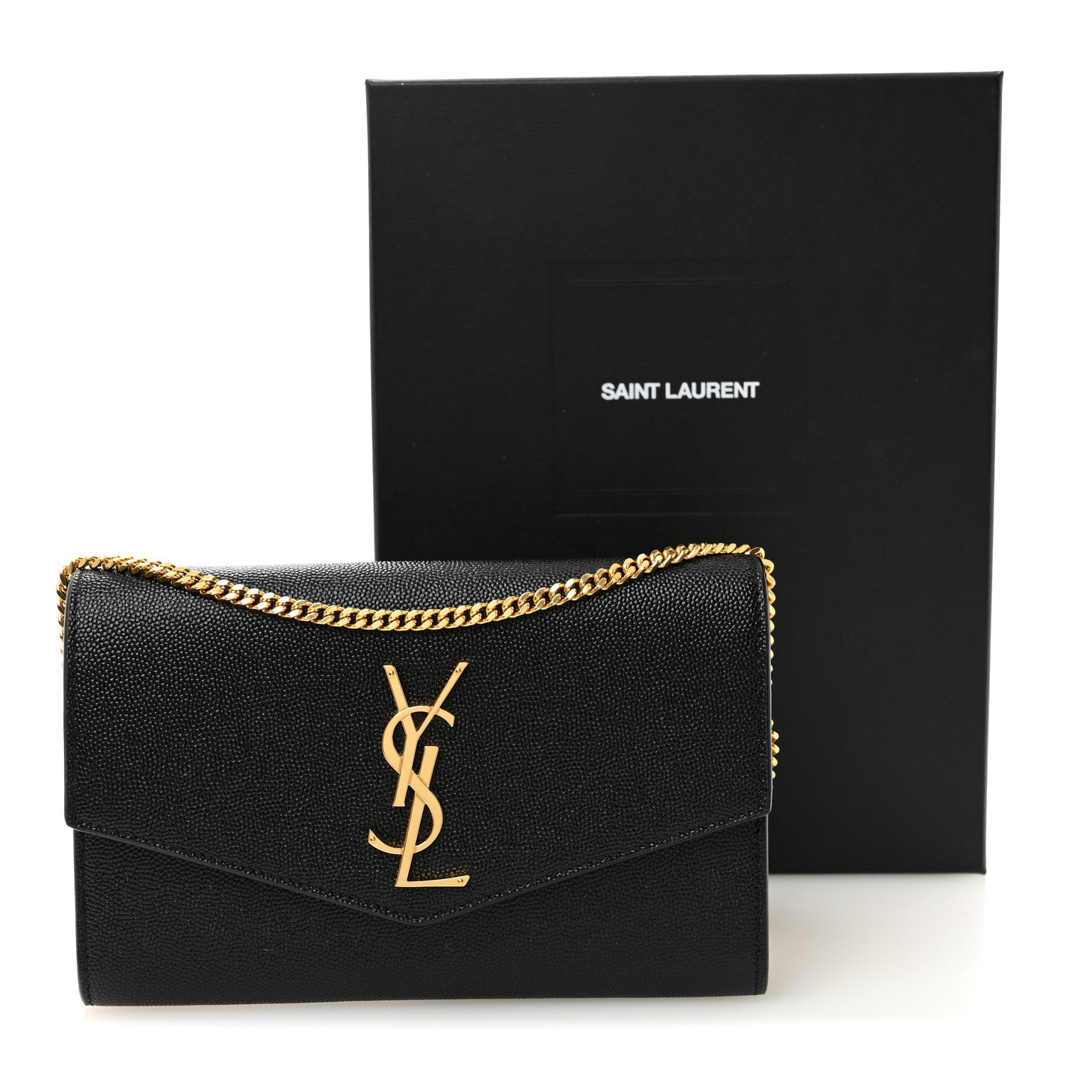Saint Laurent Grain de Poudre Uptown Chain Wallet Black 9 of 9