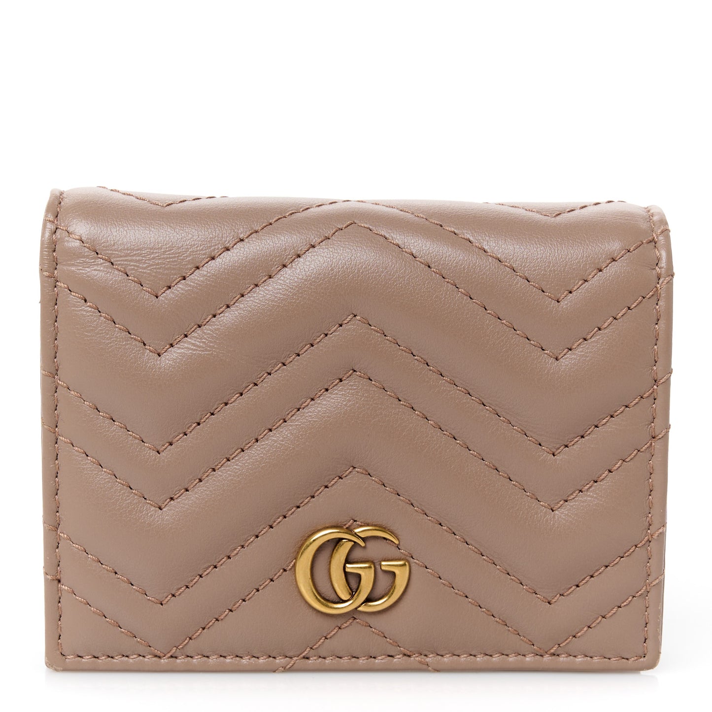 Calfskin Matelasse GG Marmont Card Case Wallet Porcelain Rose