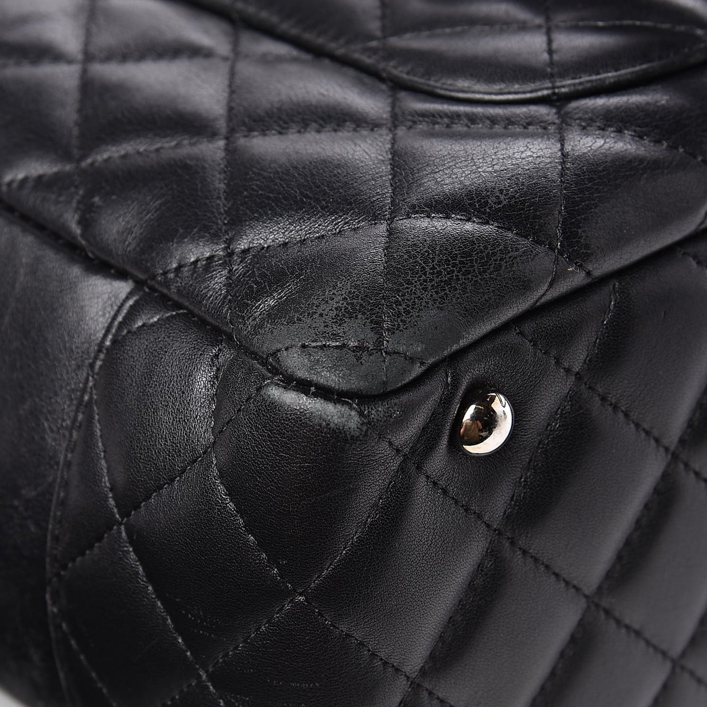 Calfskin Quilted Large Cambon Bowler Black White