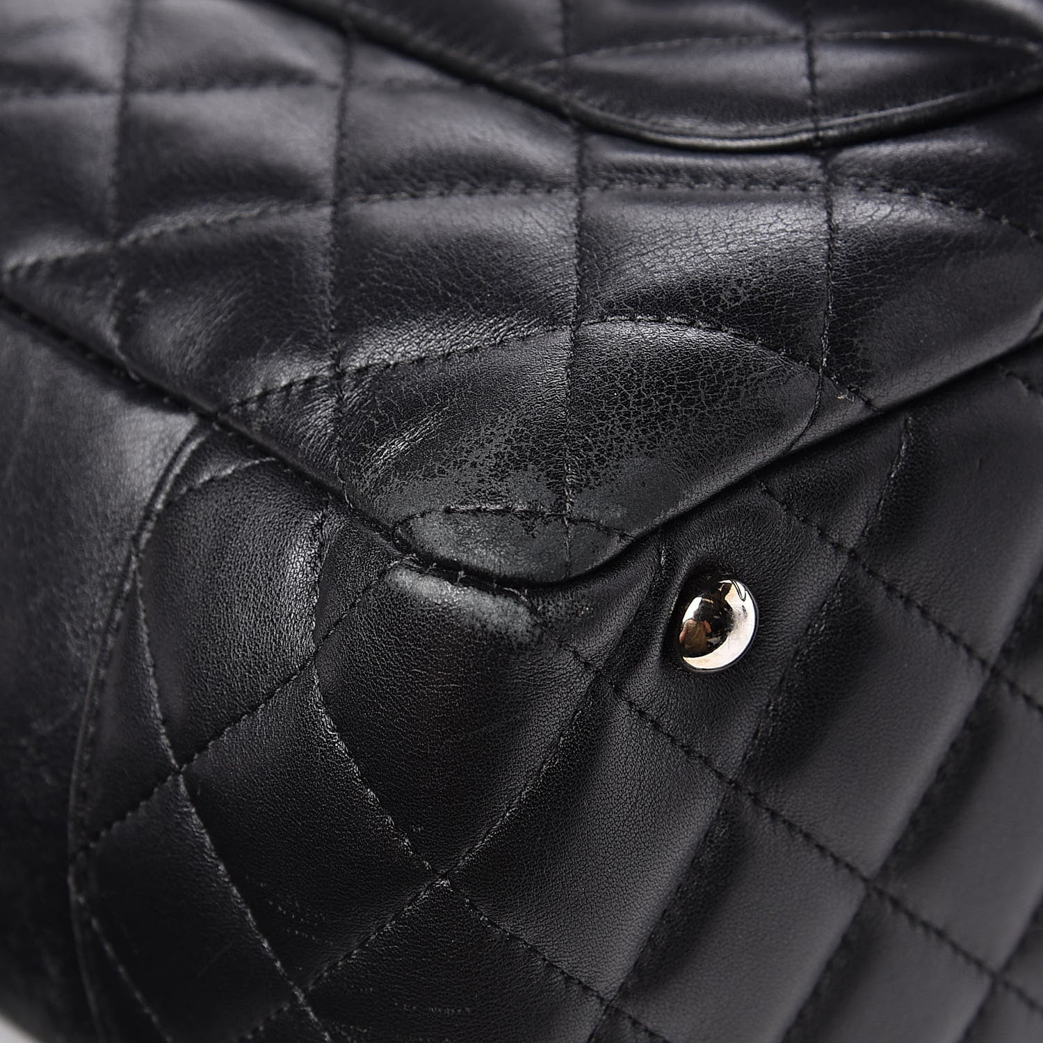 Chanel Calfskin Quilted Large Cambon Bowler Black White 11 of 13
