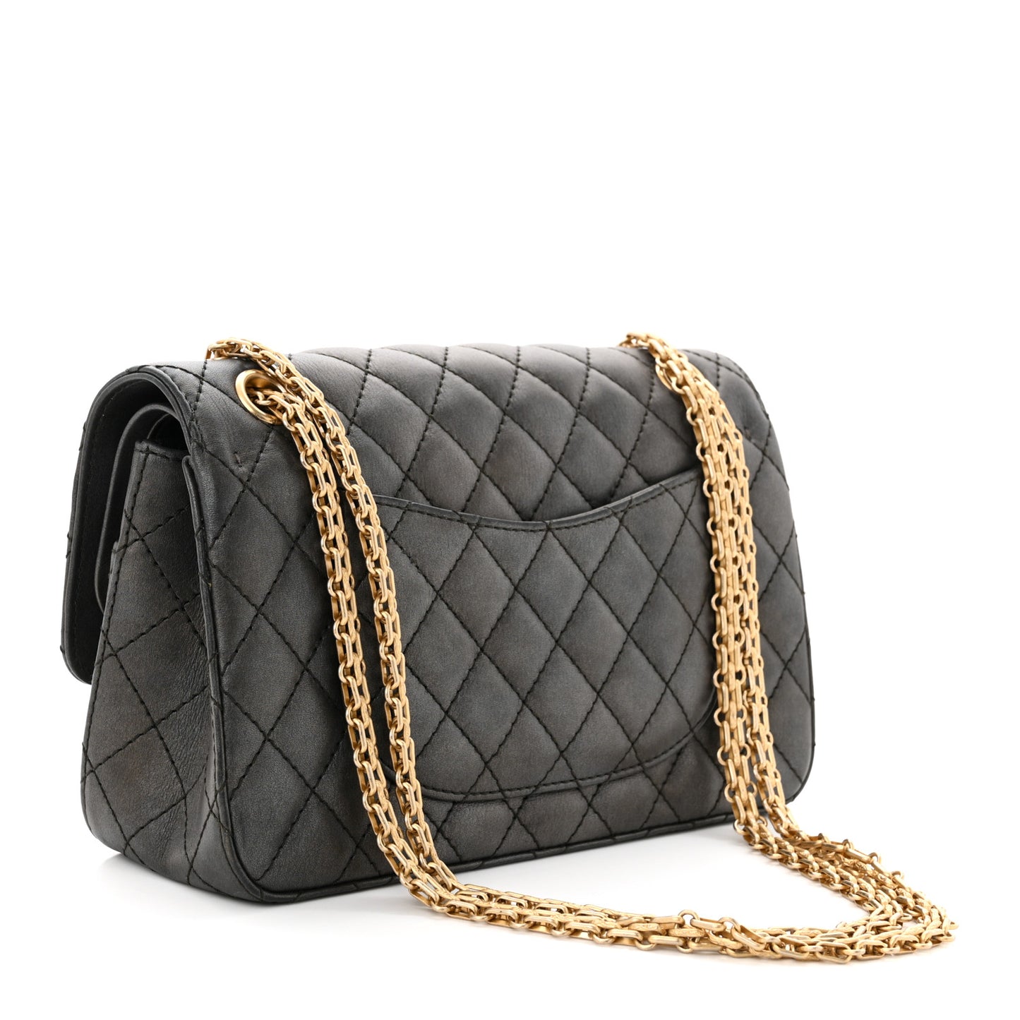 Metallic Calfskin Quilted 2.55 Reissue 225 Flap Charcoal