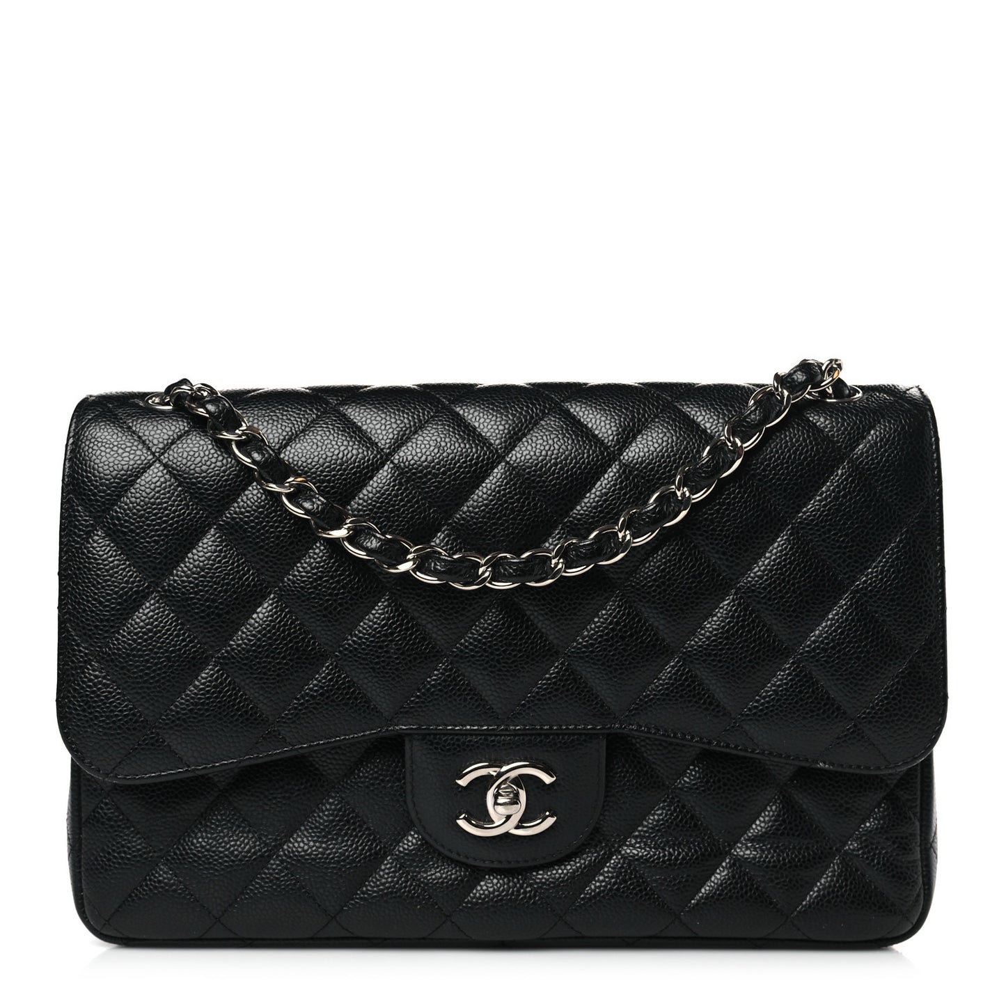Caviar Quilted Jumbo Double Flap Black