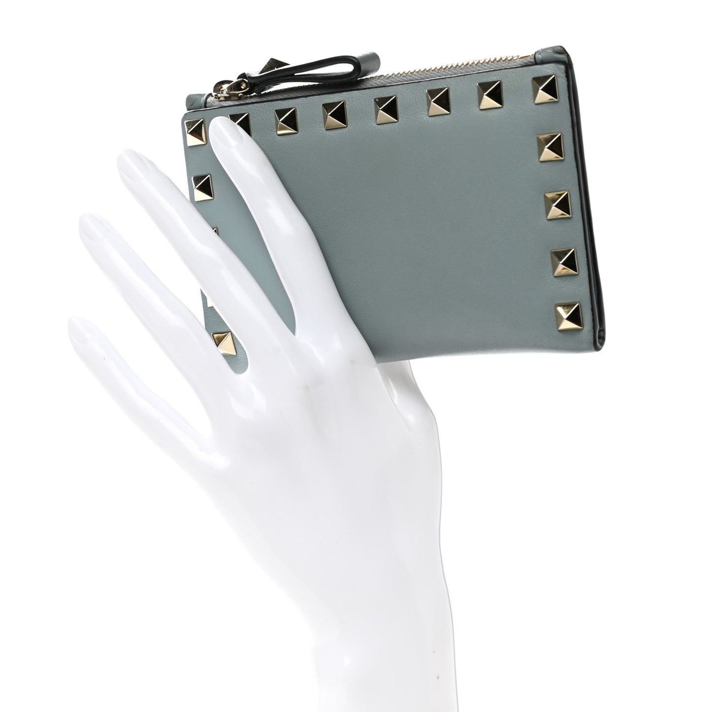Calfskin Rockstud Bi-Fold Wallet Sky Blue