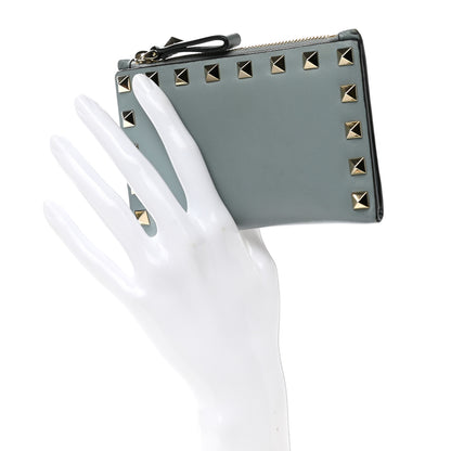 Valentino Garavani Calfskin Rockstud Bi-Fold Wallet Sky Blue 2 of 11