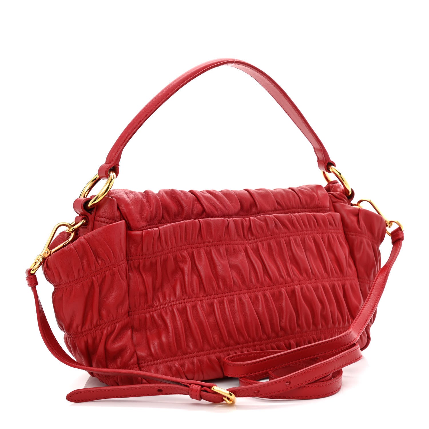 Prada Nappa Dressy Gaufre Flap Bag Rosso 2 of 16