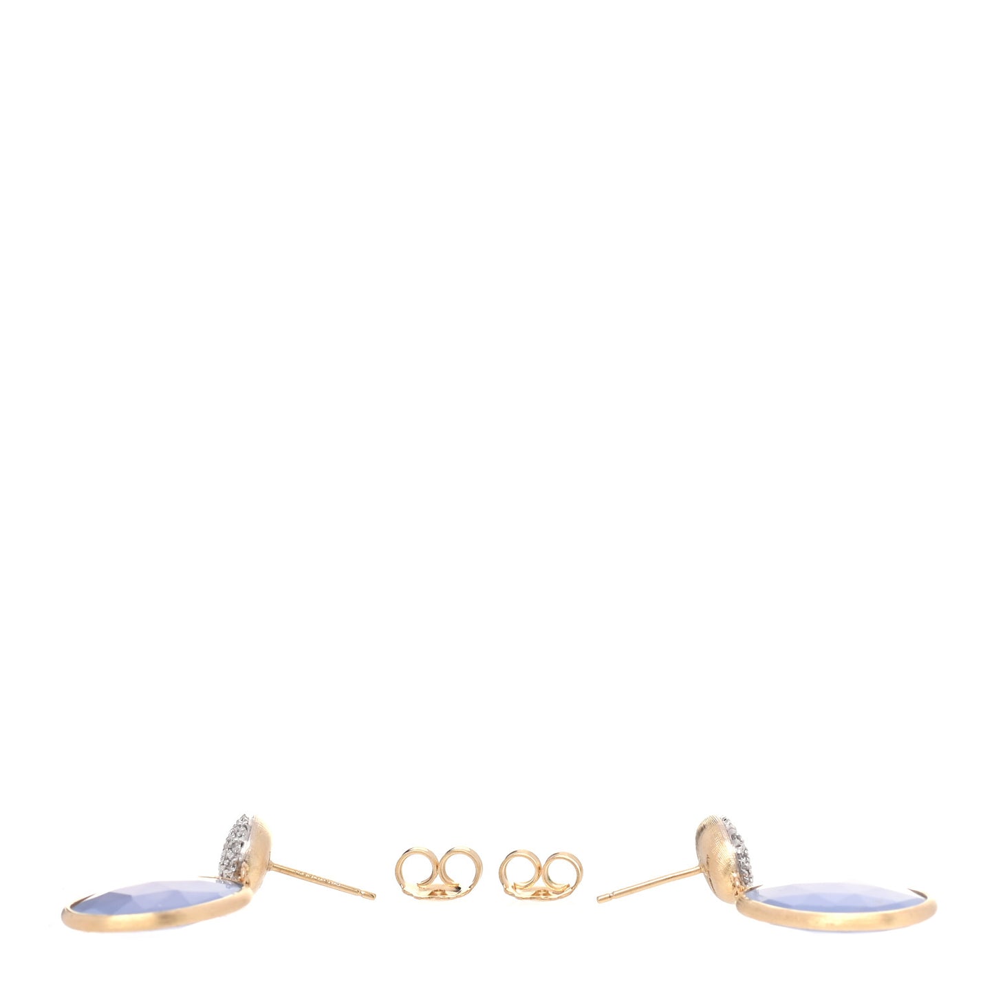 18K Yellow Gold Diamond Chalcedony Siviglia Drop Earrings