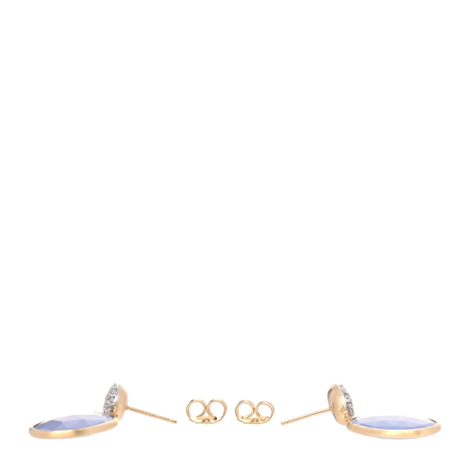 Marco Bicego 18K Yellow Gold Diamond Chalcedony Siviglia Drop Earrings 3 of 5