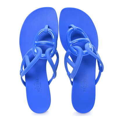 Hermes Rubber Womens Egerie Sandals  37 Bleu Outremer 2 of 9