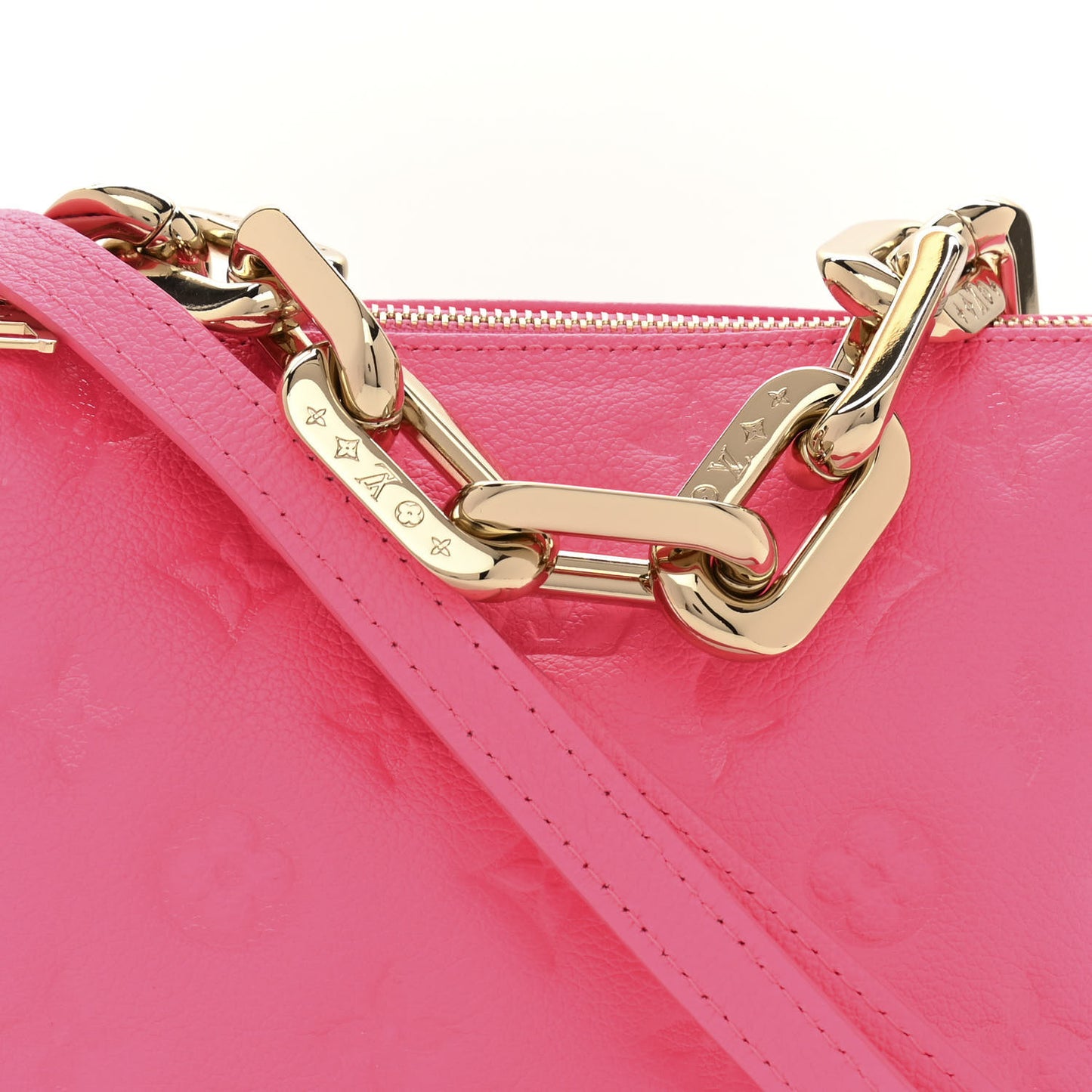 Calfskin Embossed Monogram Coussin BB Rose Fluo