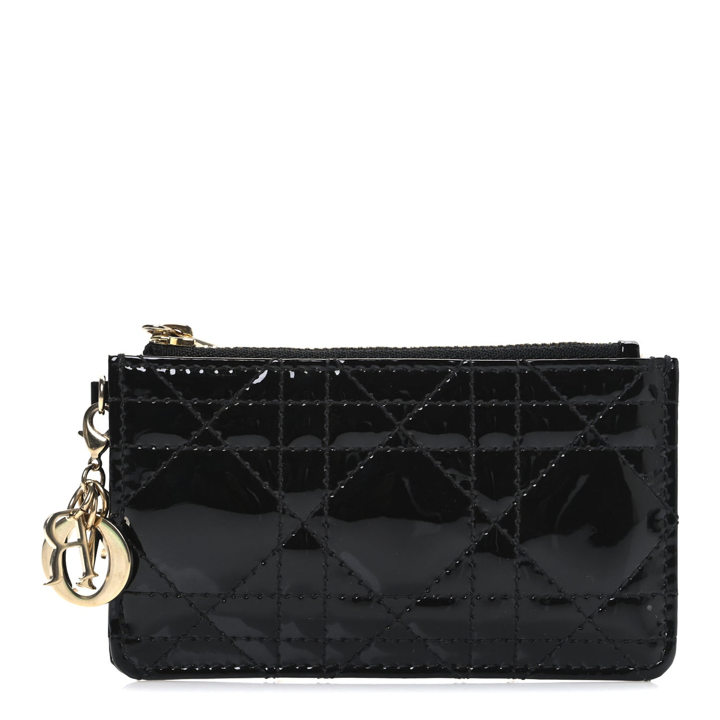 Patent Cannage Lady Dior Key Pouch Black