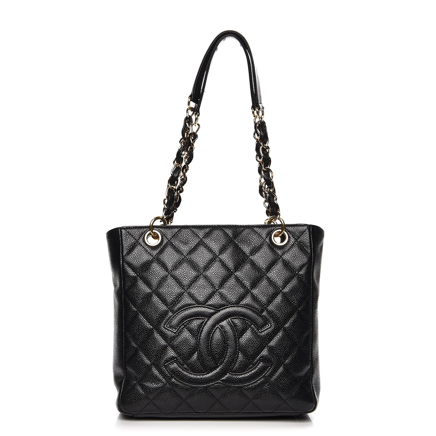 Caviar Quilted Petit Shopping Tote PST Black