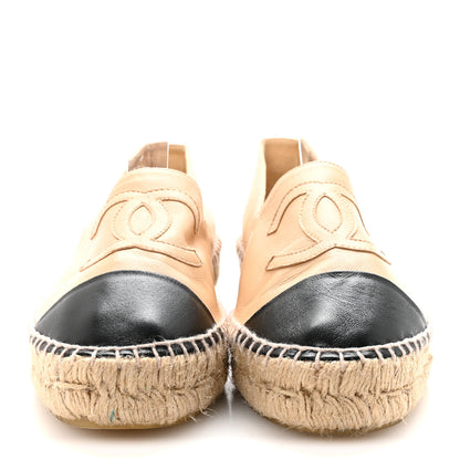 Chanel Lambskin CC Espadrilles 39 Beige Black 3 of 10