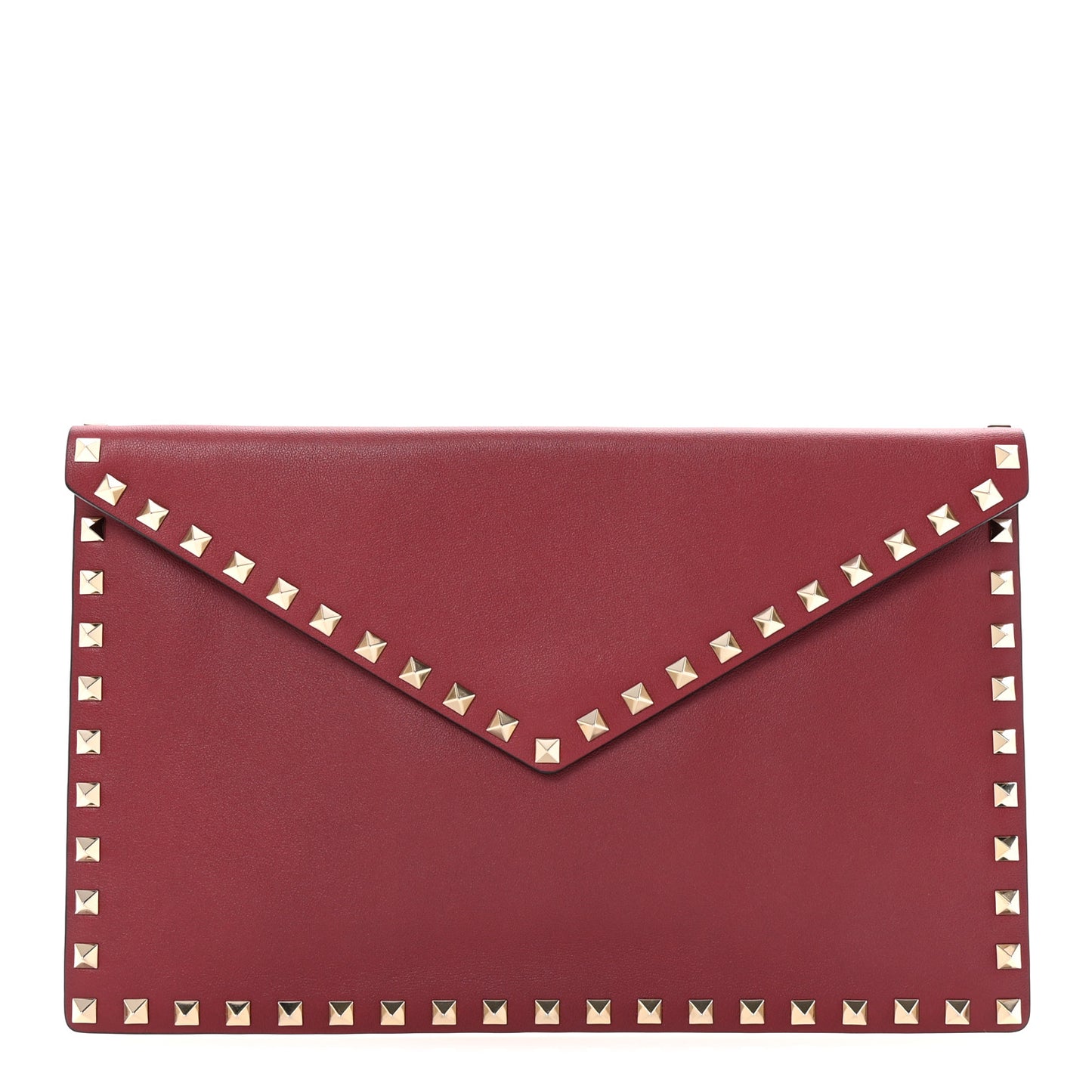 Vitello Large Rockstud Envelope Clutch Rubino
