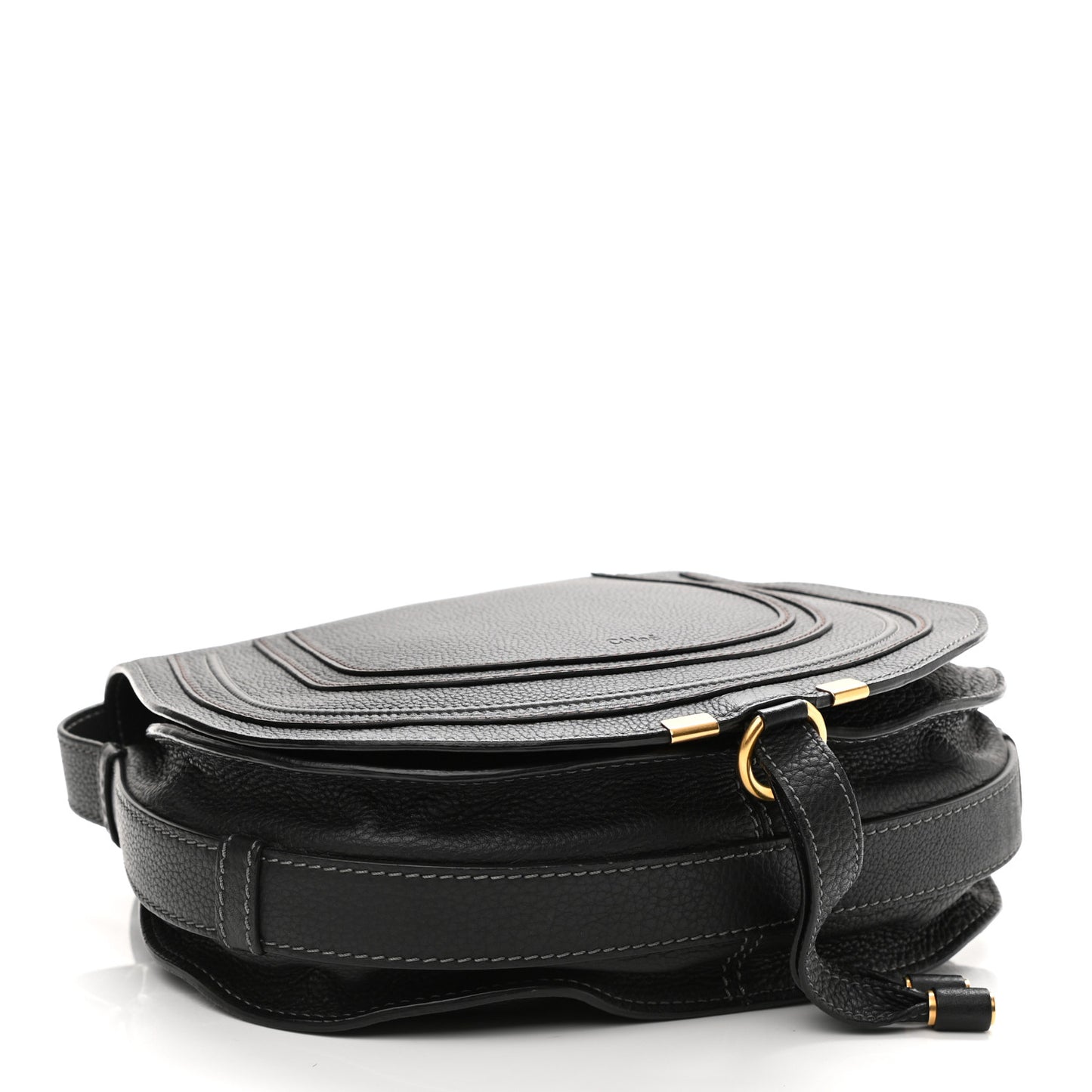 Calfskin Medium Marcie Round Crossbody Bag Black