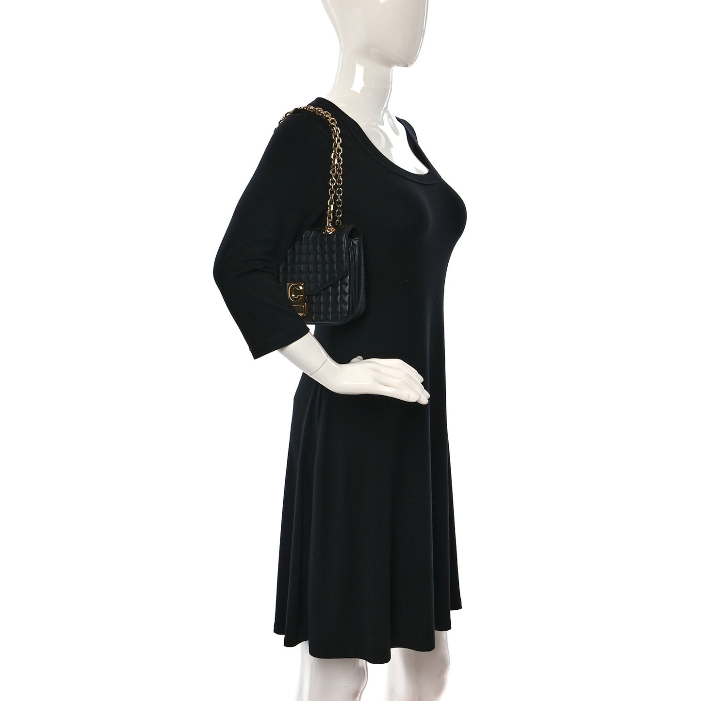 Calfskin Quilted Small C Bag Black