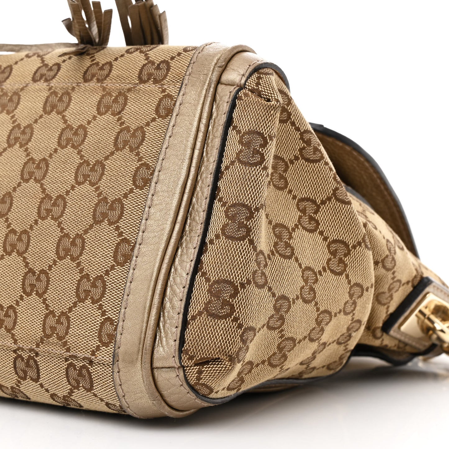 Monogram Calfskin Medium Bella Flap Bag Beige Ebony Champagne