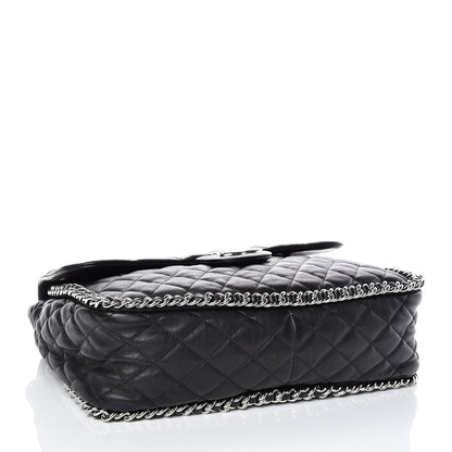 Chanel Washed Lambskin Quilted Maxi Chain Around Flap Black 4 of 9